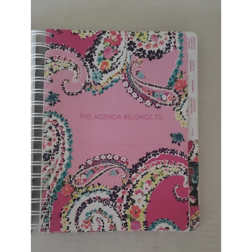 VERA BRADLEY Undated 12 Month Planner Wildflower Paisley Fuchsia Stickers Pink